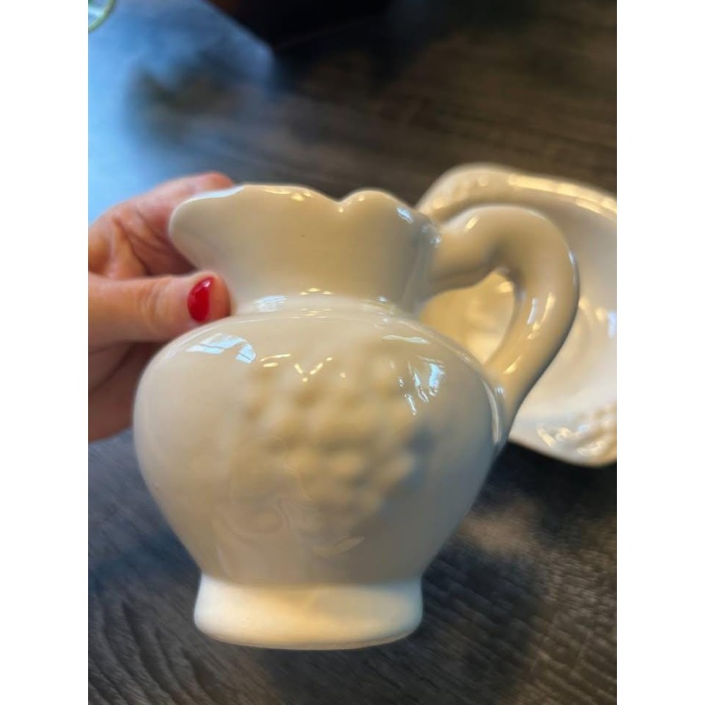 Vintage Ceramic Bowl and Pitcher Set Speckled Tan Glazed Farmhouse Cottagecore - Picture 7 of 7